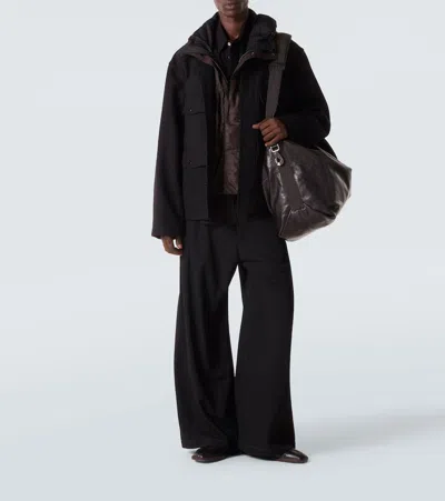 Lemaire Hooded Bomber Jacket In Brown