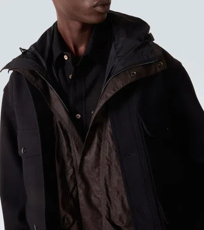 Lemaire Hooded Bomber Jacket In Brown