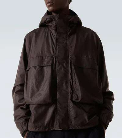Lemaire Hooded Bomber Jacket In Brown