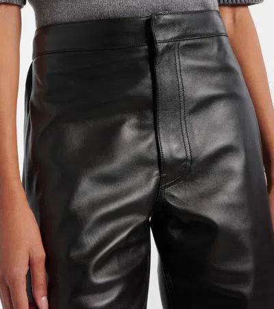 Alaïa High-rise Leather Barrel-leg Pants In Black