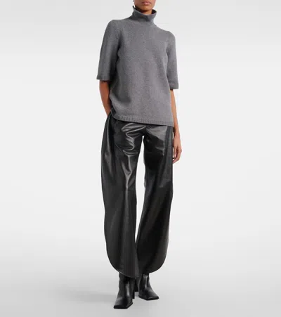 Alaïa High-rise Leather Barrel-leg Pants In Black
