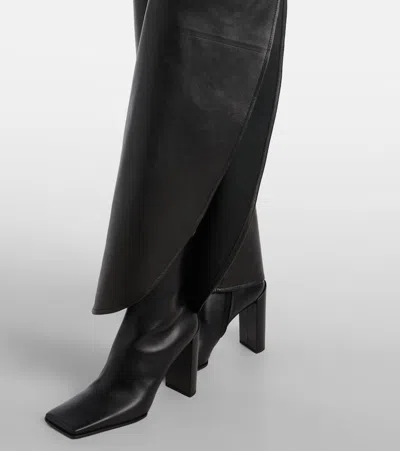 Alaïa High-rise Leather Barrel-leg Pants In Black