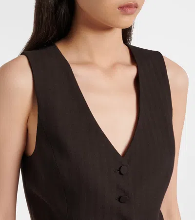 Gabriela Hearst Coleridge Striped Herringbone Wool-blend Gilet In Brown