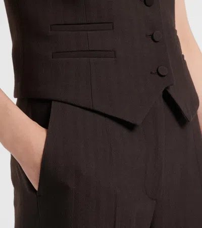 Gabriela Hearst Coleridge Striped Herringbone Wool-blend Gilet In Brown