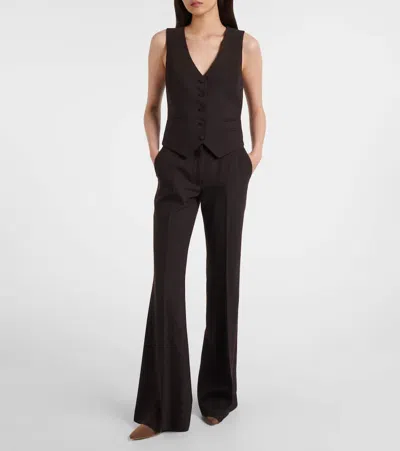 Gabriela Hearst Coleridge Striped Herringbone Wool-blend Gilet In Brown