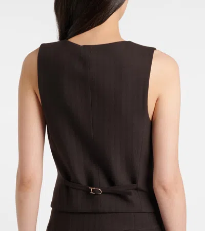 Gabriela Hearst Coleridge Striped Herringbone Wool-blend Gilet In Brown