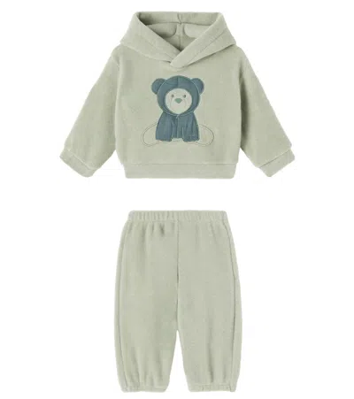 Il Gufo Baby Embroidered Hoodie And Sweatpants Set In Orange