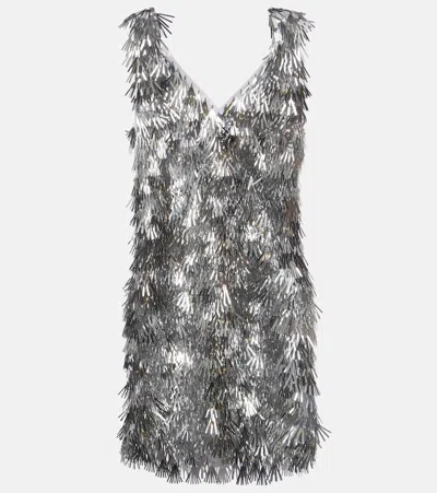 Rabanne Fringed Chainmail Mini Dress In Silver