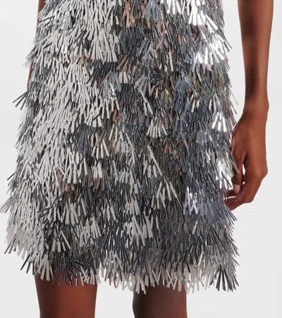 Rabanne Fringed Chainmail Mini Dress In Silver