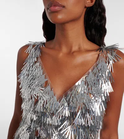 Rabanne Fringed Chainmail Mini Dress In Silver