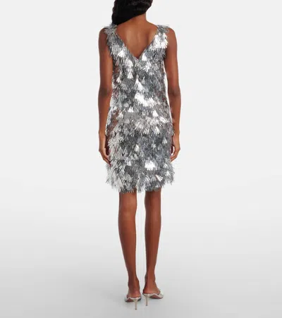 Rabanne Fringed Chainmail Mini Dress In Silver