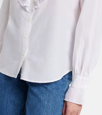 Polo Ralph Lauren Ruffled Cotton And Silk Blouse In White