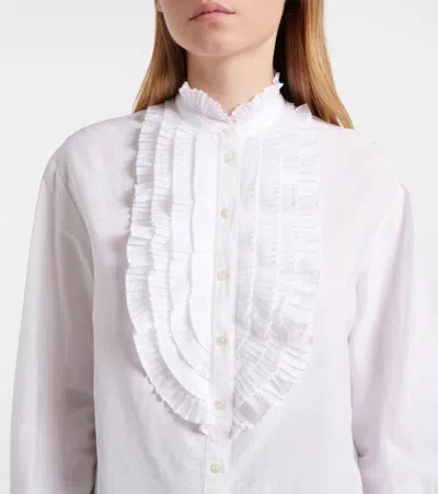 Polo Ralph Lauren Ruffled Cotton And Silk Blouse In White