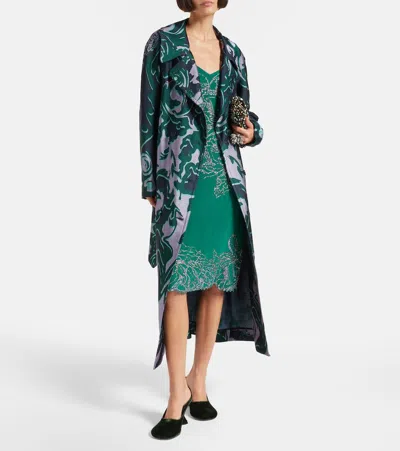 Dries Van Noten Womens Dark Green Rolanas Jacquard Woven Trench Coat In Green