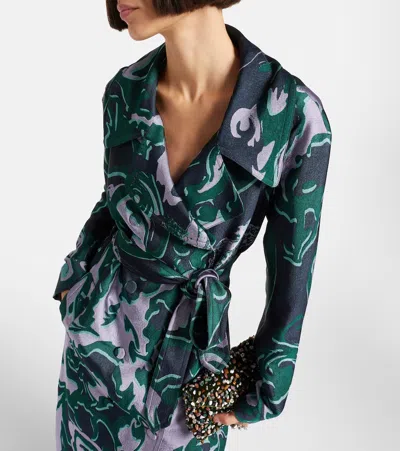 Dries Van Noten Womens Dark Green Rolanas Jacquard Woven Trench Coat In Green