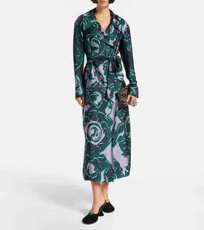 Dries Van Noten Womens Dark Green Rolanas Jacquard Woven Trench Coat In Green