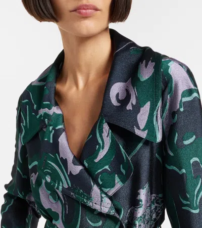 Dries Van Noten Womens Dark Green Rolanas Jacquard Woven Trench Coat In Green