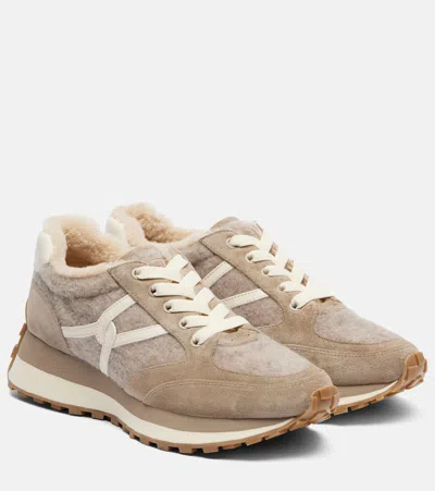 Veronica Beard Valentina Suede-trimmed Leather Sneakers In Multi