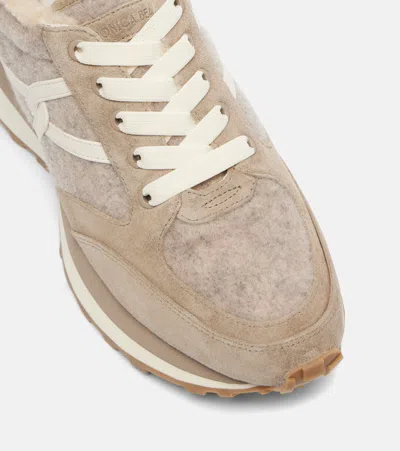 Veronica Beard Valentina Suede-trimmed Leather Sneakers In Multi