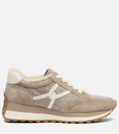 Veronica Beard Valentina Suede-trimmed Leather Sneakers In Multi