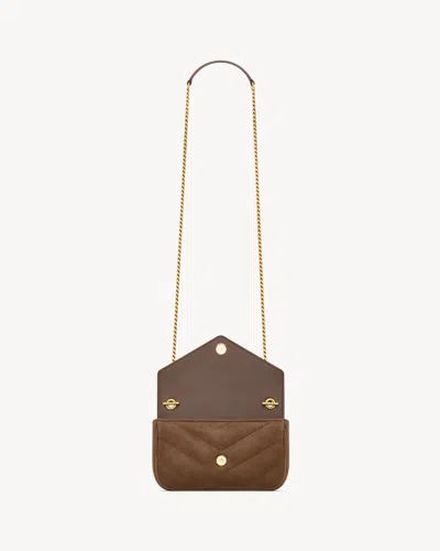 Saint Laurent Brown Suede Mini Loulou Crossbody Bag In Brown