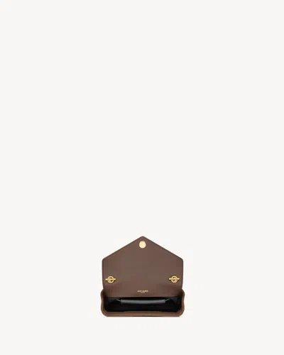 Saint Laurent Brown Suede Mini Loulou Crossbody Bag In Brown