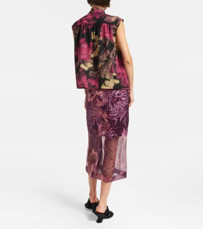 Dries Van Noten Printed Tie-neck Top In Multi