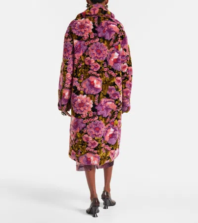 Dries Van Noten Rendas Floral Jacquard High Pile Fleece Coat In Multi