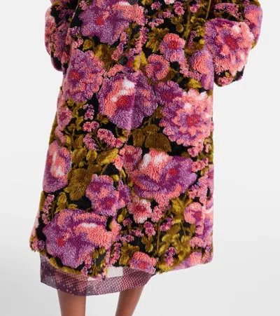 Dries Van Noten Rendas Floral Jacquard High Pile Fleece Coat In Multi