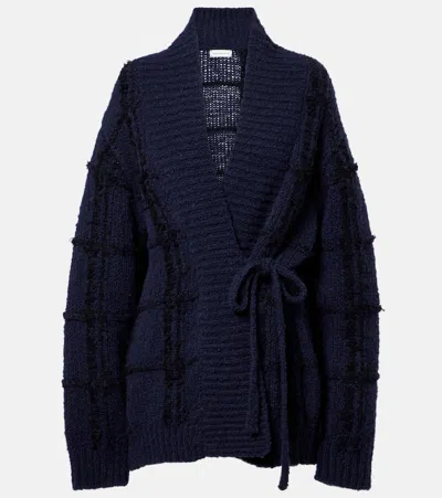 Dries Van Noten Checked Wool Cardigan In Black