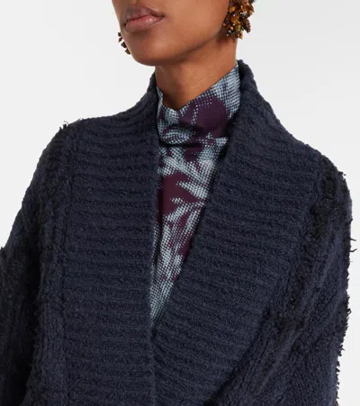 Dries Van Noten Checked Wool Cardigan In Black