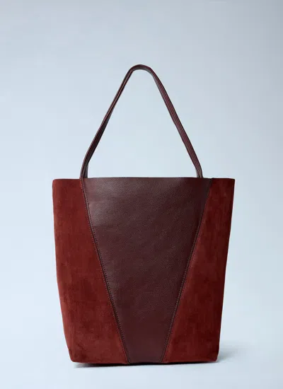 Chloé Borsa Shopping Chloè Spin Bordeaux In Pelle E Pelle Scamosciata  Donna In Brown