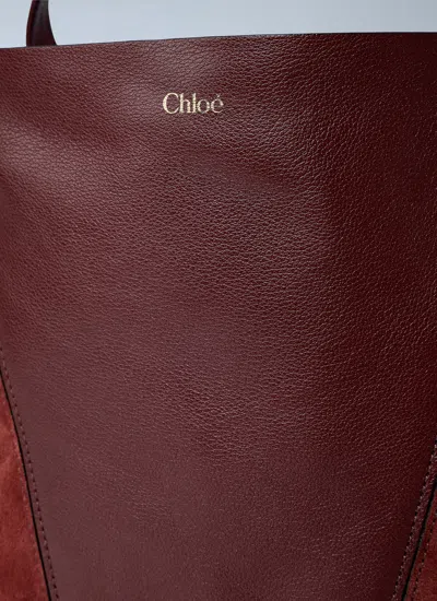 Chloé Borsa Shopping Chloè Spin Bordeaux In Pelle E Pelle Scamosciata  Donna In Brown