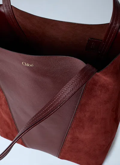 Chloé Borsa Shopping Chloè Spin Bordeaux In Pelle E Pelle Scamosciata  Donna In Brown