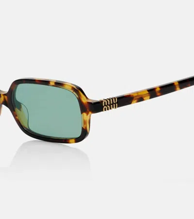 Miu Miu Miu Regard Rectangular Sunglasses In Brown