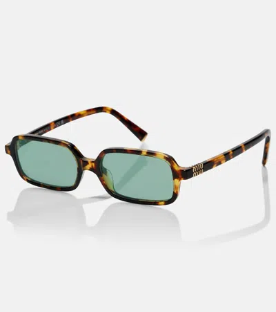Miu Miu Miu Regard Rectangular Sunglasses In Brown