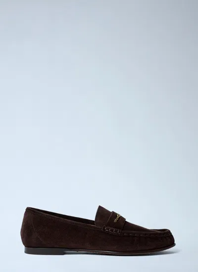 Chloé Women Suede Logo Motif Loafers In Brown