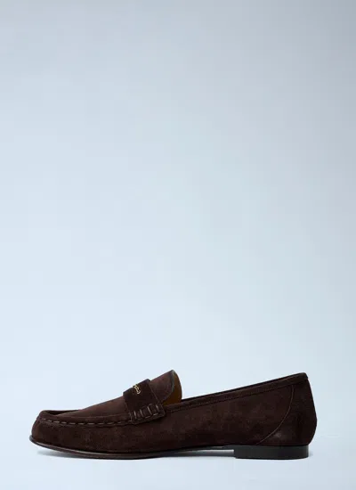 Chloé Women Suede Logo Motif Loafers In Brown