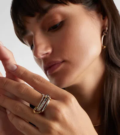 Spinelli Kilcollin Petunia Eclipse Sterling Silver And 18kt Gold Ring With Diamonds In Metallic