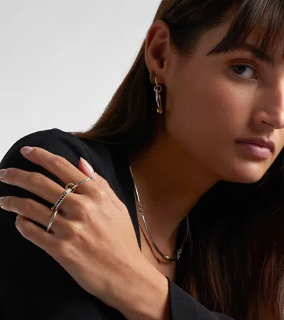 Spinelli Kilcollin Petunia Eclipse Sterling Silver And 18kt Gold Ring With Diamonds In Metallic