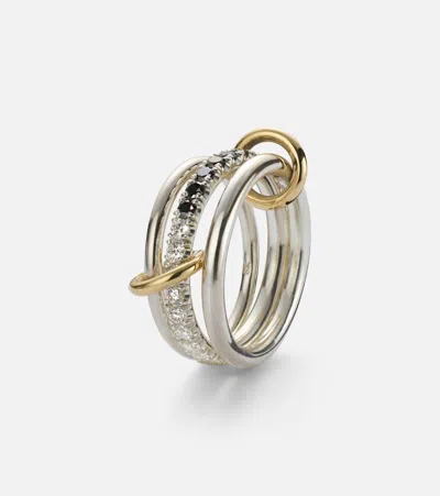 Spinelli Kilcollin Petunia Eclipse Sterling Silver And 18kt Gold Ring With Diamonds In Metallic