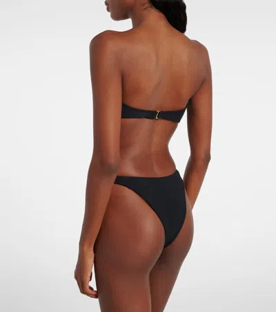 Same Rosette Floral-appliqué Bandeau Bikini Top In Black