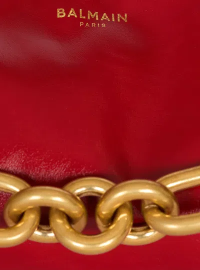 Balmain Sync Medium Bag In Calfskin Leather In Red