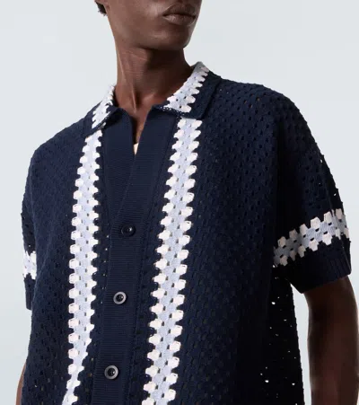 Frescobol Carioca Pinto Crochet Cotton Shirt In Blue