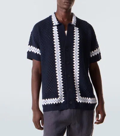 Frescobol Carioca Pinto Crochet Cotton Shirt In Blue