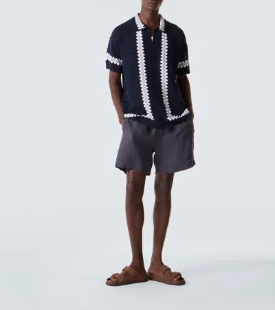 Frescobol Carioca Pinto Crochet Cotton Shirt In Blue