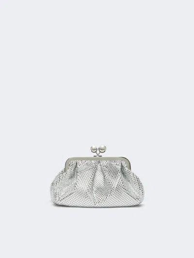 Weekend Max Mara Borsa Pasticcino Small In Raso E Strass Nera Bianco Ottico In Silver