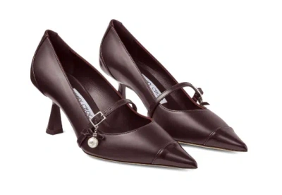 Jimmy Choo 65mm Aren Pearl-embellished Pointed-toe Pumps In Burgundy