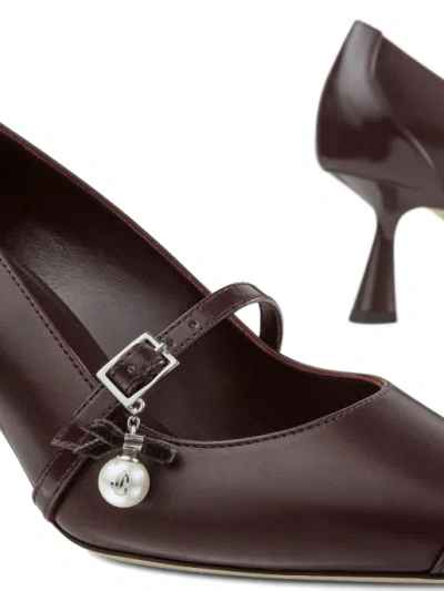Jimmy Choo 65mm Aren Pearl-embellished Pointed-toe Pumps In Burgundy