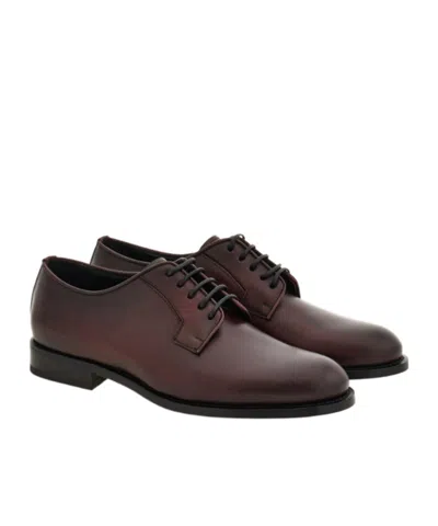 Ferragamo Lace-up Leather Derby Shoes In Red